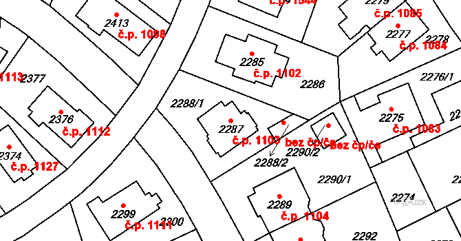 Vršovice 1103, Praha na parcele st. 2287 v KÚ Vršovice, Katastrální mapa