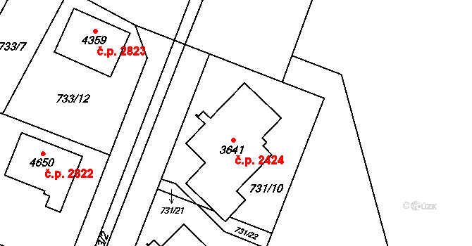 Dvůr Králové nad Labem 2424 na parcele st. 3641 v KÚ Dvůr Králové nad Labem, Katastrální mapa
