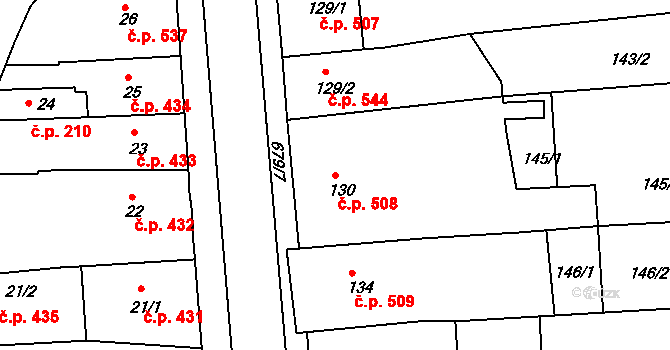 Svoboda nad Úpou 508 na parcele st. 130 v KÚ Svoboda nad Úpou, Katastrální mapa