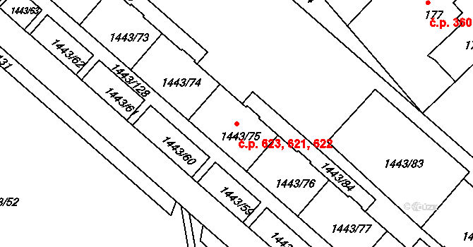 Liberec XIV-Ruprechtice 621,622,623, Liberec na parcele st. 1443/75 v KÚ Ruprechtice, Katastrální mapa