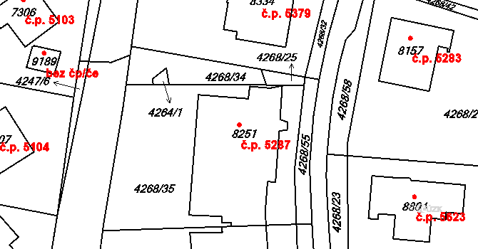 Zlín 5287 na parcele st. 8251 v KÚ Zlín, Katastrální mapa