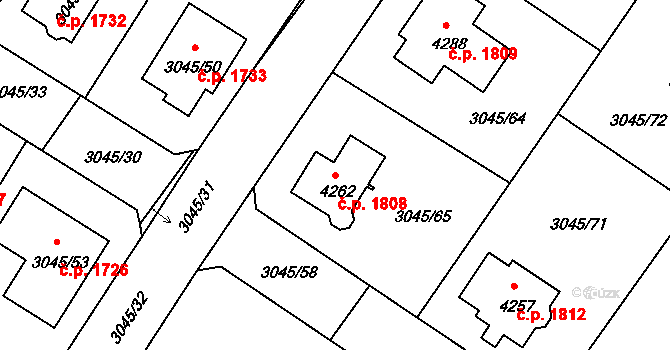 Čelákovice 1808 na parcele st. 4262 v KÚ Čelákovice, Katastrální mapa