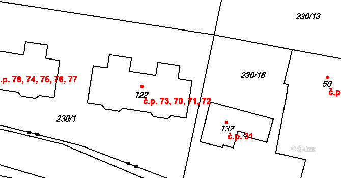 Nebílovský Borek 70,71,72,73, Štěnovický Borek na parcele st. 122 v KÚ Nebílovský Borek, Katastrální mapa