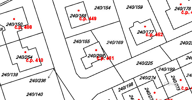 Boršov nad Vltavou 451 na parcele st. 240/298 v KÚ Boršov nad Vltavou, Katastrální mapa