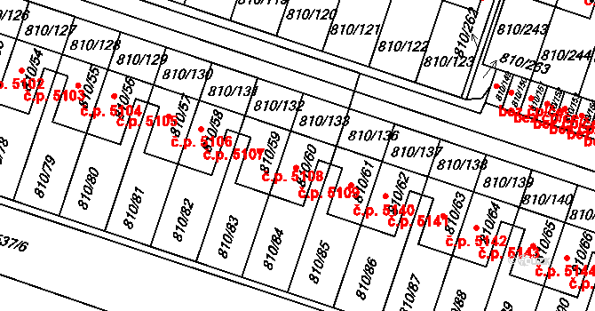 Proseč nad Nisou 5109, Jablonec nad Nisou na parcele st. 810/60 v KÚ Proseč nad Nisou, Katastrální mapa