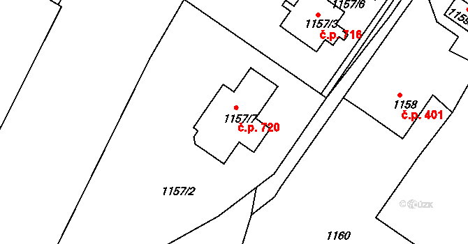 Suchdol nad Lužnicí 720 na parcele st. 1157/7 v KÚ Suchdol nad Lužnicí, Katastrální mapa