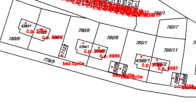 Zlín 6986 na parcele st. 4394/2 v KÚ Zlín, Katastrální mapa