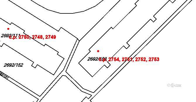 Varnsdorf 2751,2752,2753,2754 na parcele st. 2692/108 v KÚ Varnsdorf, Katastrální mapa