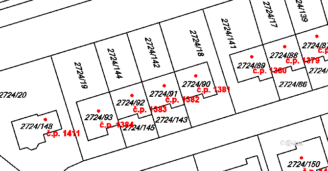 Kylešovice 1382, Opava na parcele st. 2724/91 v KÚ Kylešovice, Katastrální mapa