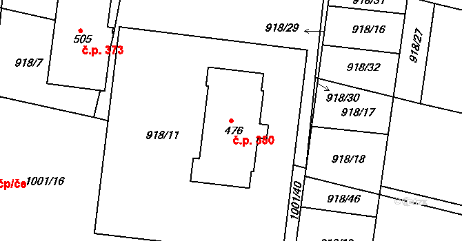 Sepekov 350 na parcele st. 476 v KÚ Sepekov, Katastrální mapa