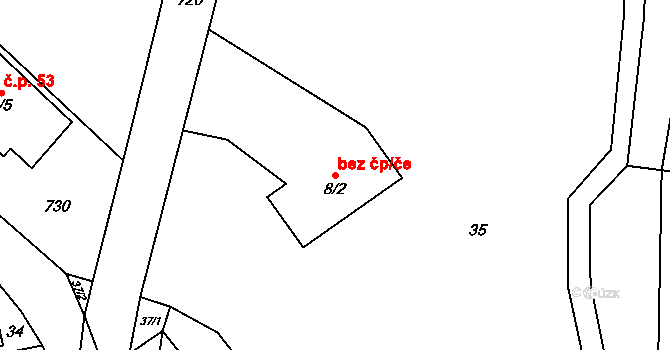 Bojanovice 39608697 na parcele st. 8/2 v KÚ Malá Lečice, Katastrální mapa