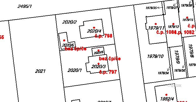 Praha 40417697 na parcele st. 2020/5 v KÚ Kunratice, Katastrální mapa