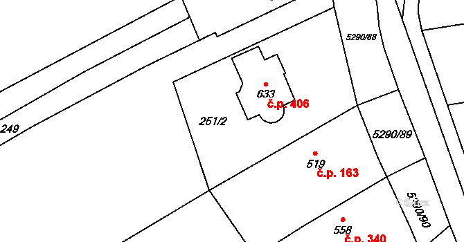 Štítná nad Vláří 406, Štítná nad Vláří-Popov na parcele st. 633 v KÚ Štítná nad Vláří, Katastrální mapa