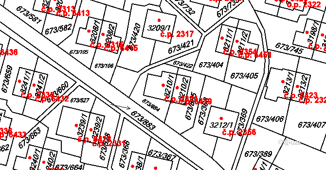Zlín 2321 na parcele st. 3210/1 v KÚ Zlín, Katastrální mapa