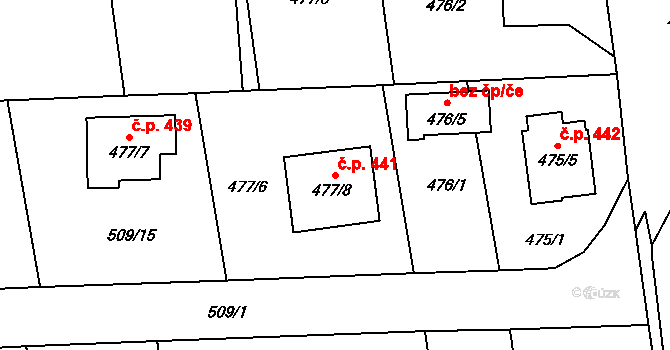 Dolní Benešov 441 na parcele st. 477/8 v KÚ Dolní Benešov, Katastrální mapa