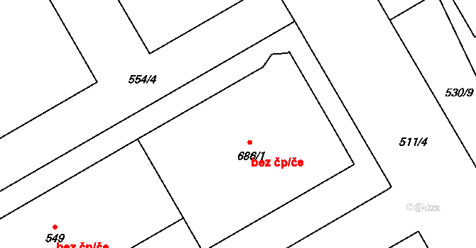 Zlín 47801697 na parcele st. 686/1 v KÚ Louky nad Dřevnicí, Katastrální mapa