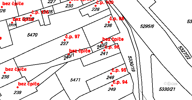 Štítná nad Vláří-Popov 48090697 na parcele st. 240/2 v KÚ Štítná nad Vláří, Katastrální mapa