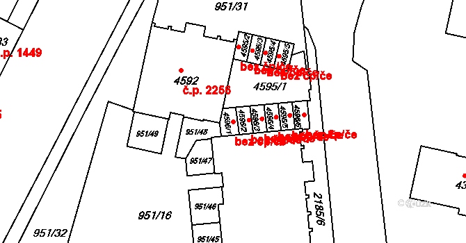Písek 48709697 na parcele st. 4596/1 v KÚ Písek, Katastrální mapa