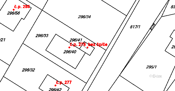 Strupčice 53864697 na parcele st. 296/41 v KÚ Strupčice, Katastrální mapa