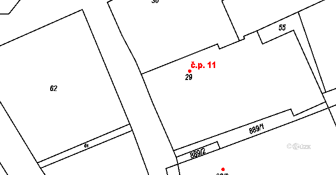 Šitboř 11, Poběžovice na parcele st. 29 v KÚ Šitboř, Katastrální mapa