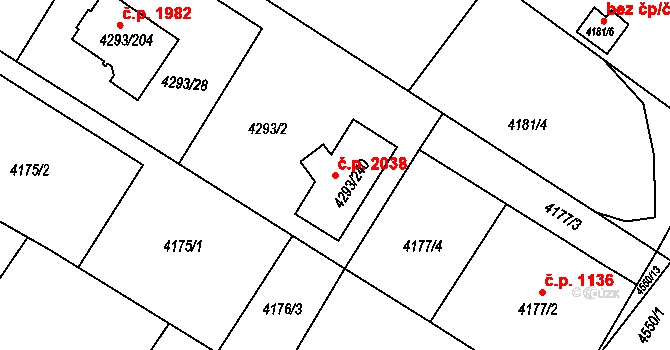 Hlučín 2038 na parcele st. 4293/240 v KÚ Hlučín, Katastrální mapa