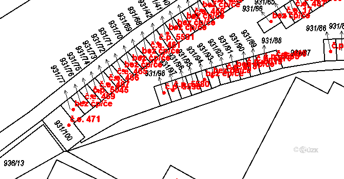 Louny 5580 na parcele st. 931/97 v KÚ Louny, Katastrální mapa