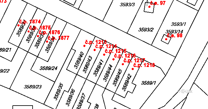 Zábřeh 1215 na parcele st. 3589/41 v KÚ Zábřeh na Moravě, Katastrální mapa