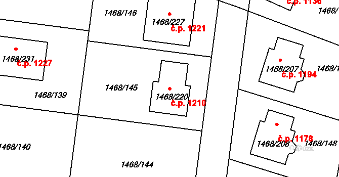 Pečky 1210 na parcele st. 1468/220 v KÚ Pečky, Katastrální mapa