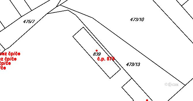 Borohrádek 578 na parcele st. 839 v KÚ Borohrádek, Katastrální mapa