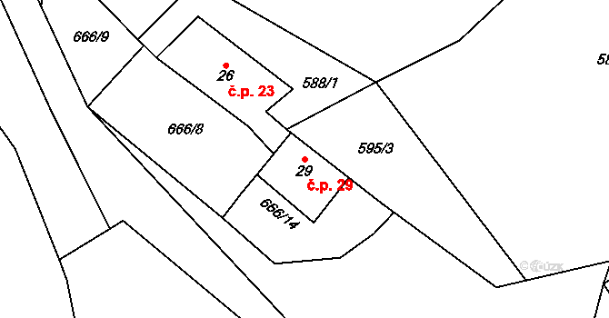 Bořanovice 29, Vimperk na parcele st. 29 v KÚ Bořanovice u Vimperka, Katastrální mapa