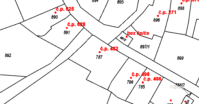 Štramberk 482 na parcele st. 787 v KÚ Štramberk, Katastrální mapa