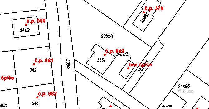 Kopřivnice 849 na parcele st. 2681 v KÚ Kopřivnice, Katastrální mapa