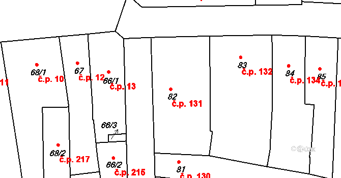 Vodňany I 131, Vodňany na parcele st. 82 v KÚ Vodňany, Katastrální mapa