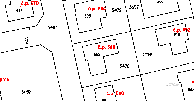Litol 585, Lysá nad Labem na parcele st. 893 v KÚ Litol, Katastrální mapa