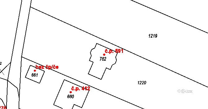 Dražejov 591, Strakonice na parcele st. 782 v KÚ Dražejov u Strakonic, Katastrální mapa