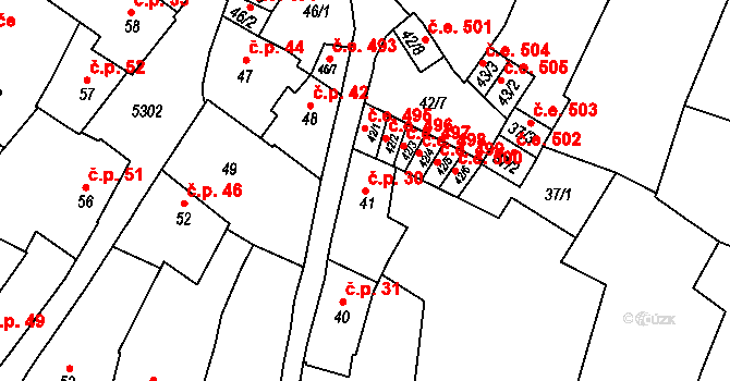 Znojmo 30 na parcele st. 41 v KÚ Znojmo-město, Katastrální mapa