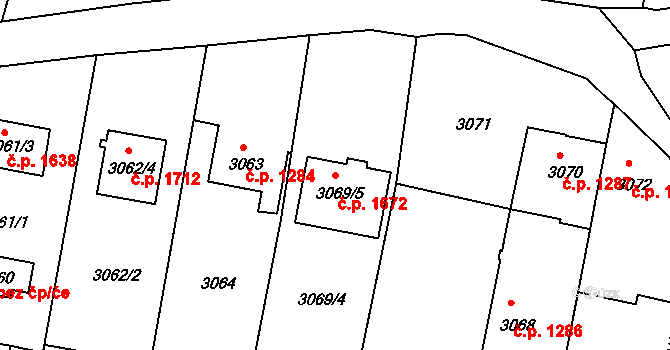 Dobrá Voda u Českých Budějovic 1672 na parcele st. 3069/5 v KÚ Dobrá Voda u Českých Budějovic, Katastrální mapa