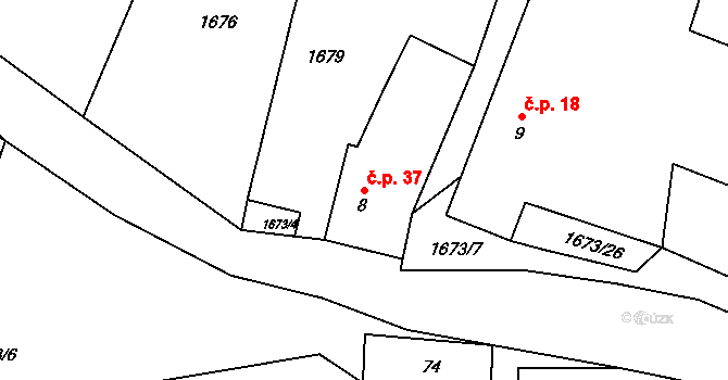 Chlum 37, Pšov na parcele st. 8 v KÚ Chlum u Novosedel, Katastrální mapa