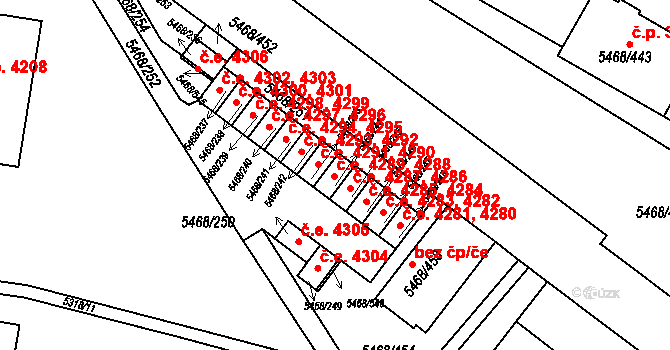 Jihlava 4288,4289 na parcele st. 5468/244 v KÚ Jihlava, Katastrální mapa