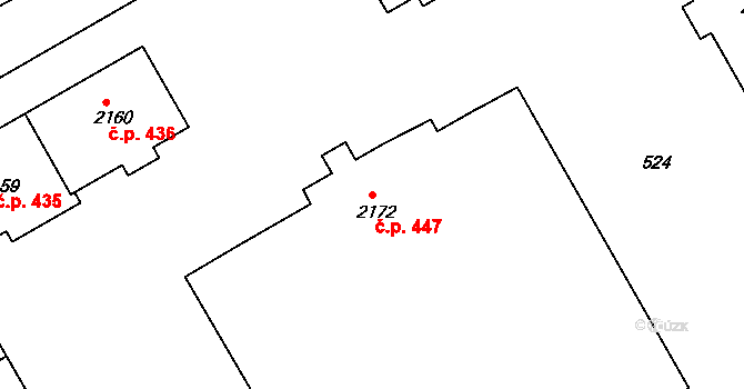 Lyžbice 447, Třinec na parcele st. 2172 v KÚ Lyžbice, Katastrální mapa