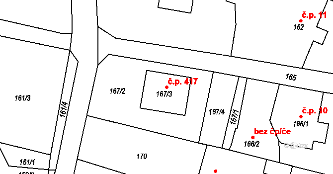 Krmelín 417 na parcele st. 167/3 v KÚ Krmelín, Katastrální mapa
