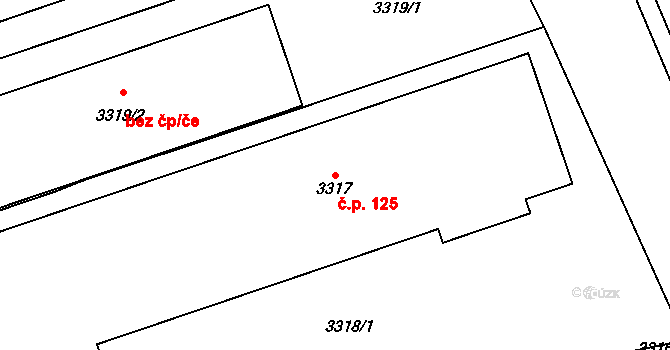 Kročehlavy 125, Kladno na parcele st. 3317 v KÚ Kročehlavy, Katastrální mapa