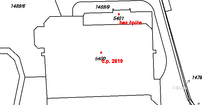Šumperk 2819 na parcele st. 5400 v KÚ Šumperk, Katastrální mapa