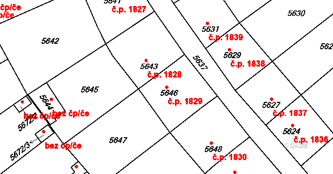 Kročehlavy 1829, Kladno na parcele st. 5646 v KÚ Kročehlavy, Katastrální mapa