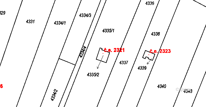 Louny 2321 na parcele st. 4335/2 v KÚ Louny, Katastrální mapa