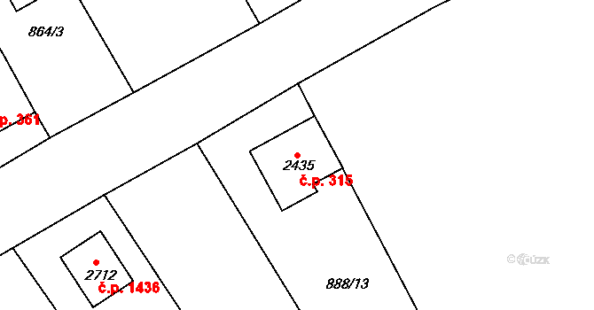 Lomnice nad Popelkou 315 na parcele st. 2435 v KÚ Lomnice nad Popelkou, Katastrální mapa
