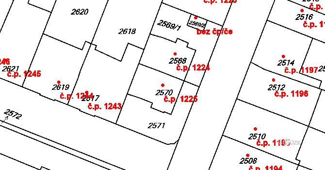 Boskovice 1225 na parcele st. 2570 v KÚ Boskovice, Katastrální mapa