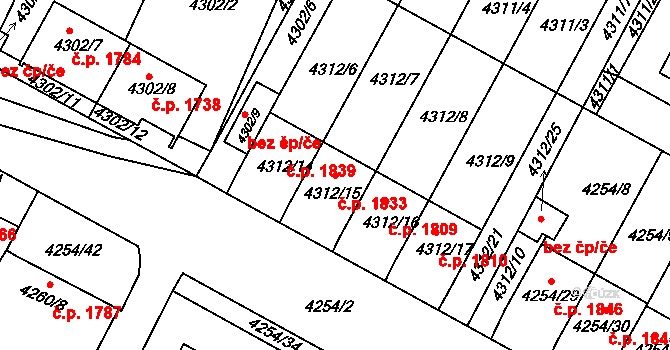 Boskovice 1833 na parcele st. 4312/15 v KÚ Boskovice, Katastrální mapa