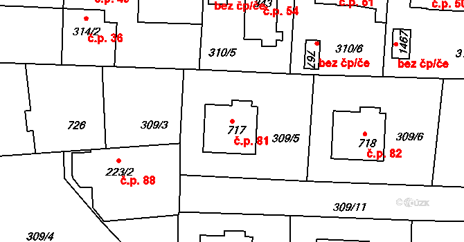 Klecánky 81, Klecany na parcele st. 717 v KÚ Klecany, Katastrální mapa