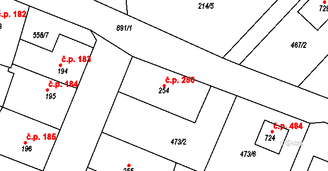 Předměřice nad Labem 250 na parcele st. 254 v KÚ Předměřice nad Labem, Katastrální mapa